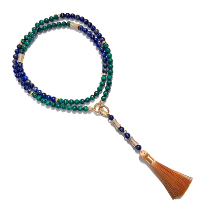 MULTIWAY Natural Malachite & Lapis Lazuli  Mindfulness 99 Bead Necklace