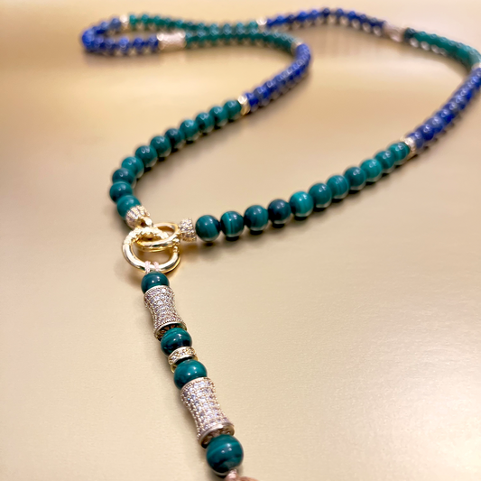 MULTIWAY Natural Malachite & Lapis Lazuli  Mindfulness 99 Bead Necklace