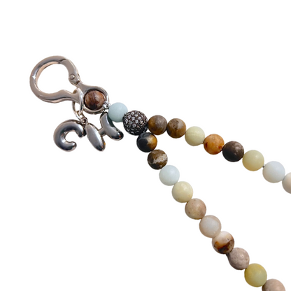Monogram Matte Amazonite 33 Bead Meditation Loop Wristlet