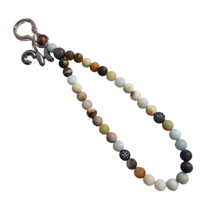 Monogram Matte Amazonite 33 Bead Meditation Loop Wristlet