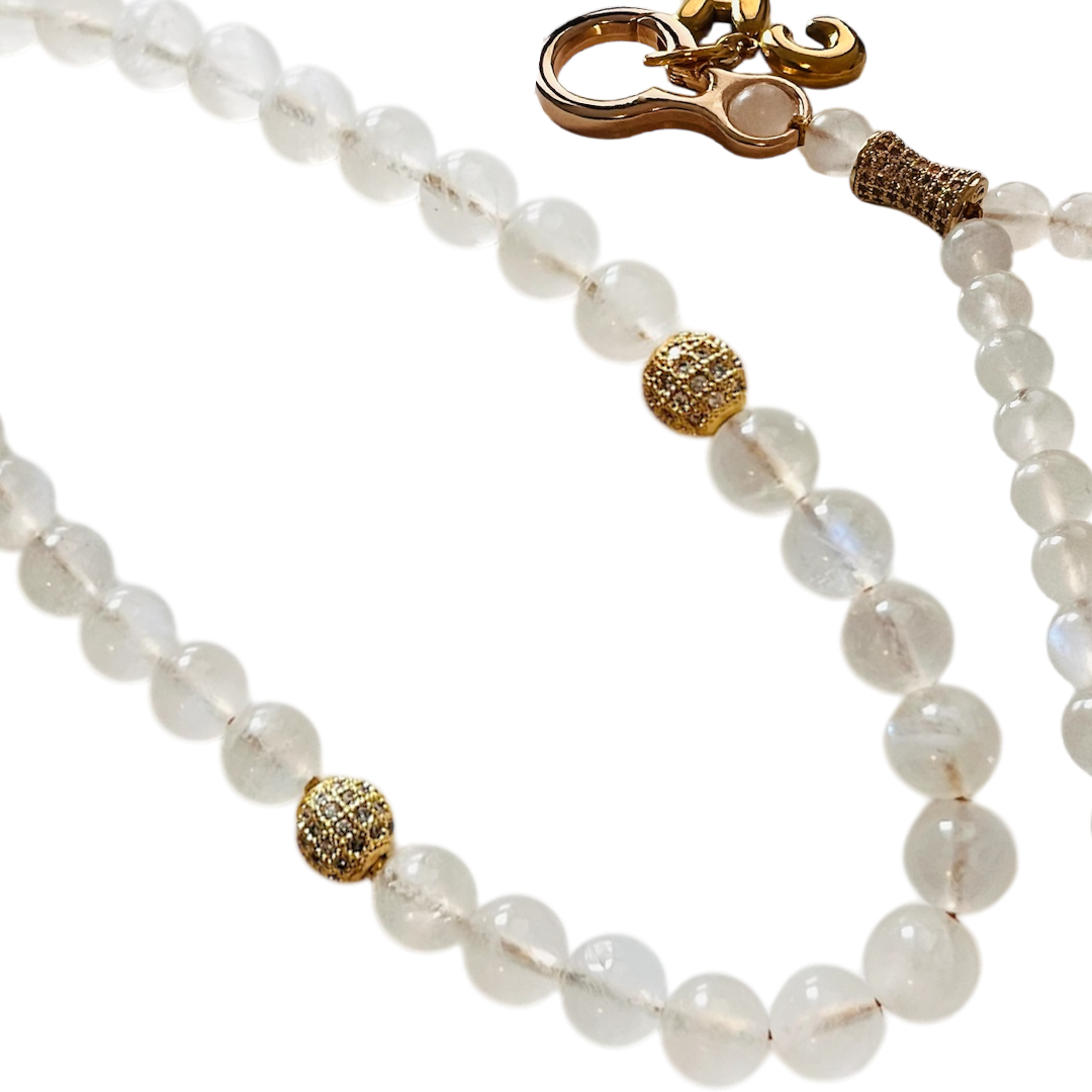 Monogram Moonstone 33 Bead Meditation Loop Wristlet