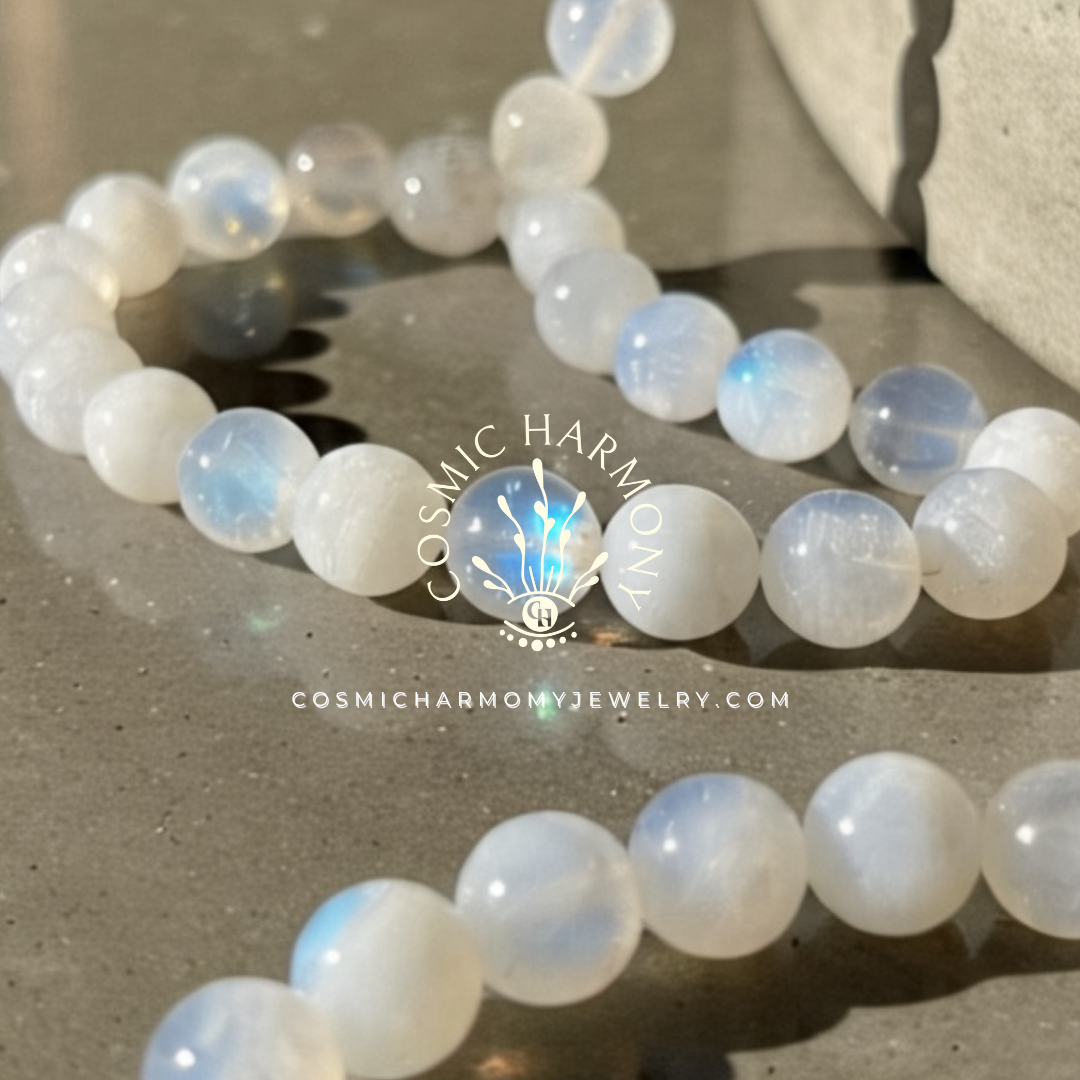 Monogram Moonstone 33 Bead Meditation Loop Wristlet