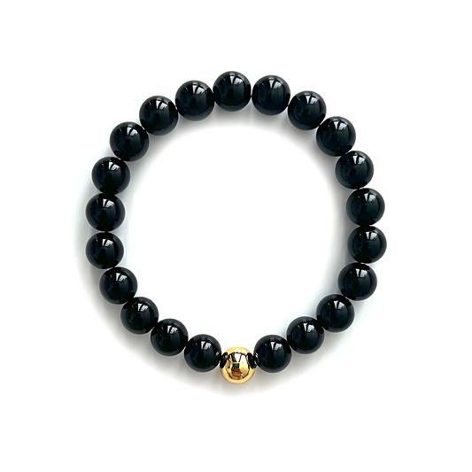 Onyx Gold Bead Sun Bracelet