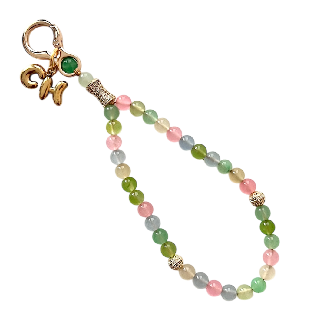 Monogram Pastel Dyed Quartz 33 Bead Meditation Loop Wristlet
