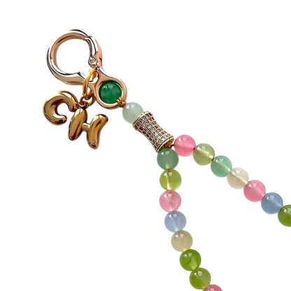 Monogram Pastel Dyed Quartz 33 Bead Meditation Loop Wristlet