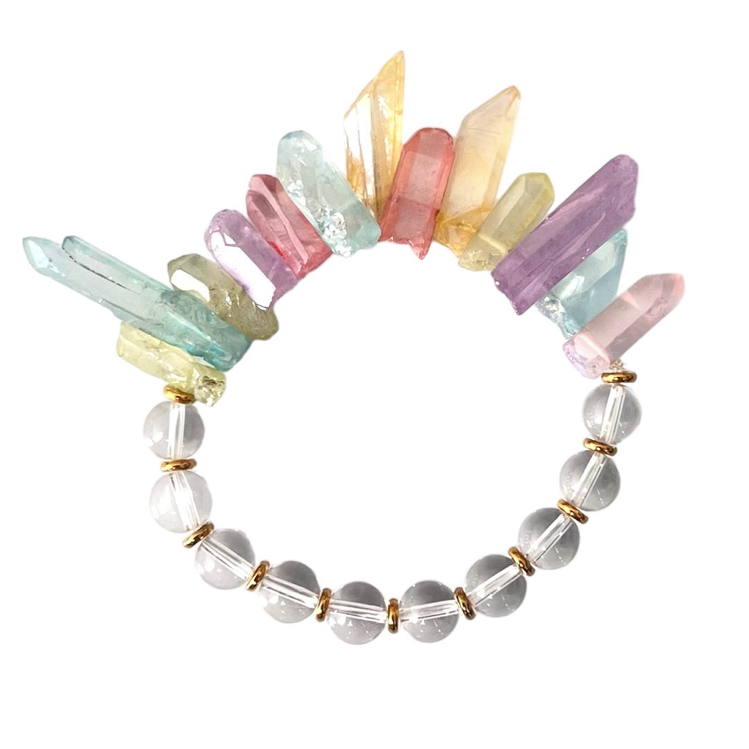 Pastel Dyed Raw crystal Quartz Bracelet