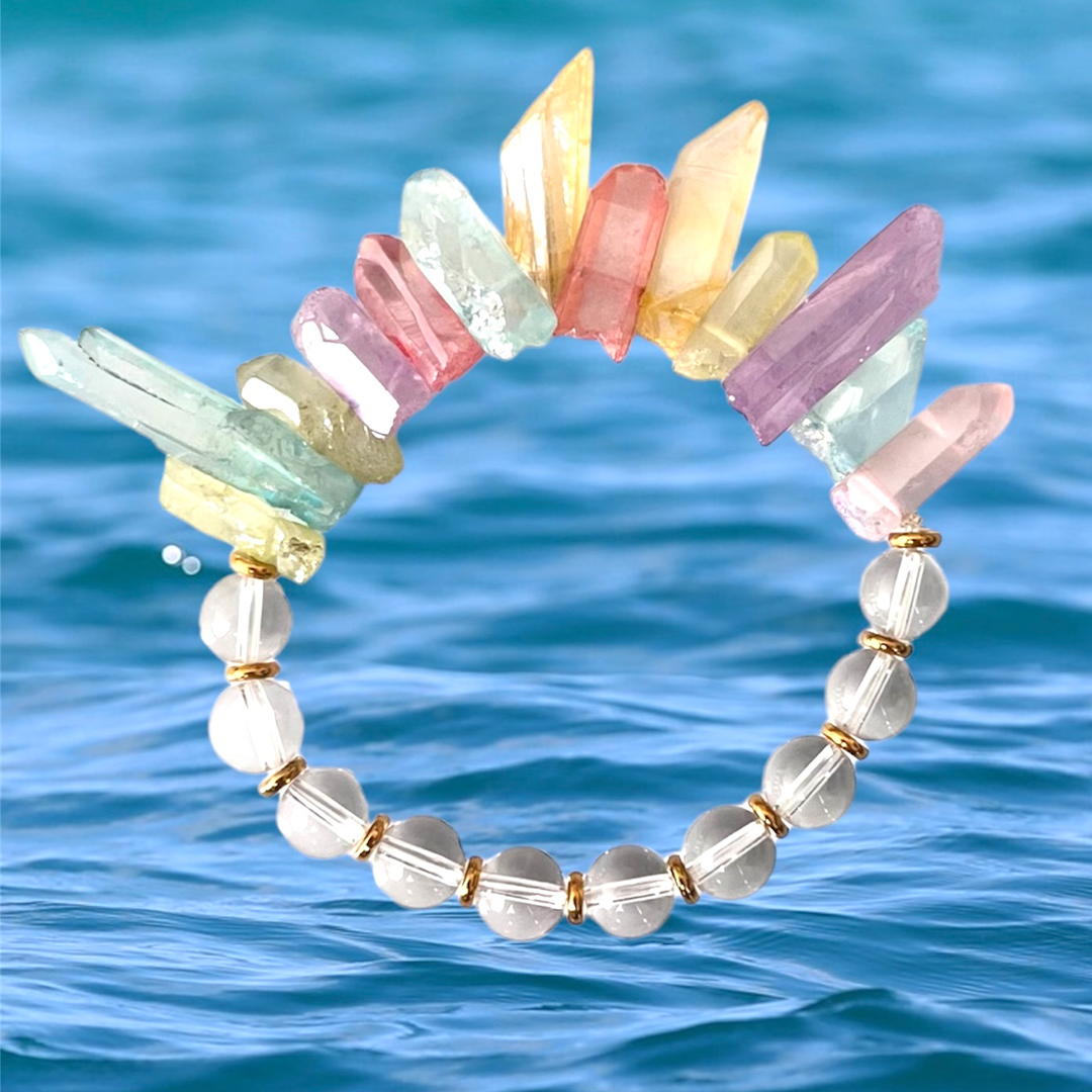 Pastel Dyed Raw crystal Quartz Bracelet