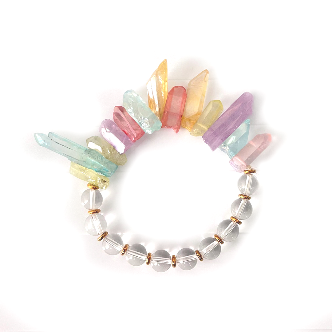 Pastel Dyed Raw crystal Quartz Bracelet