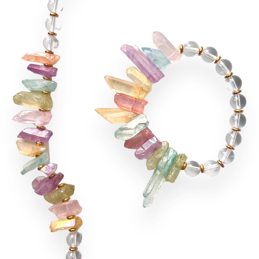 Pastel Dyed Raw crystal Quartz Bracelet