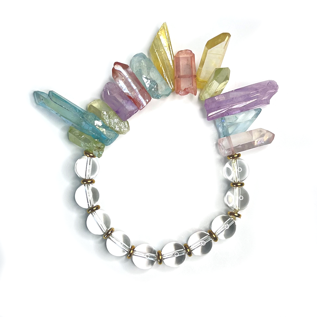 Pastel Dyed Raw crystal Quartz Bracelet