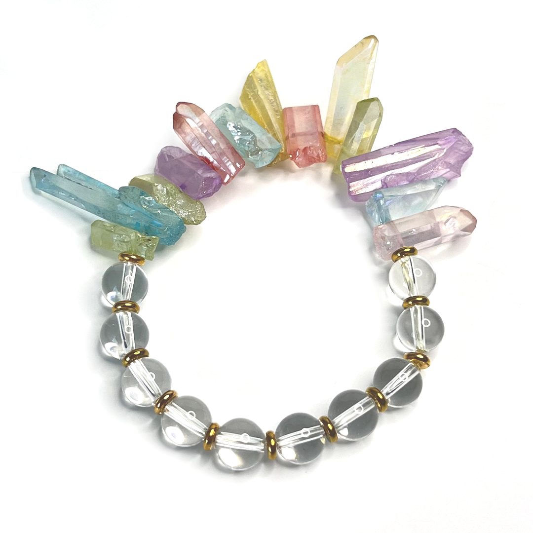 Pastel Dyed Raw crystal Quartz Bracelet