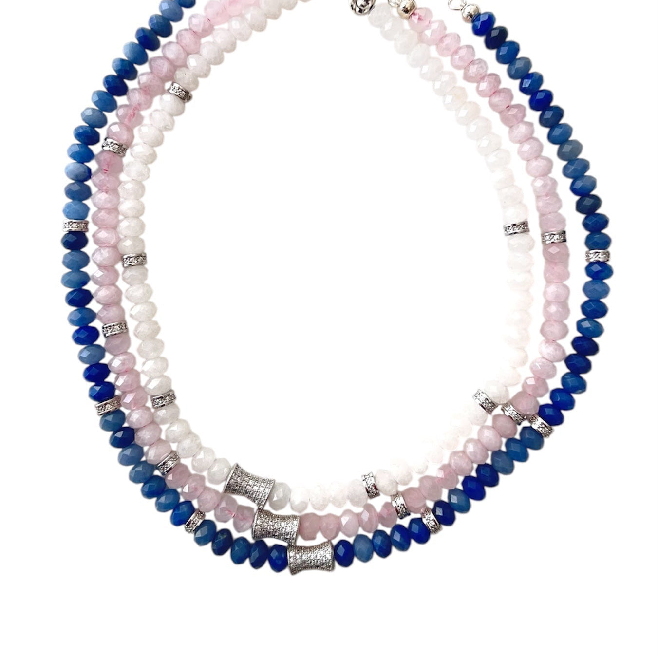 Faceted White Jade Bead  Necklace- CORE BLOOM