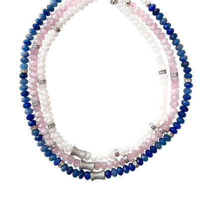 Faceted White Jade Bead  Necklace- CORE BLOOM