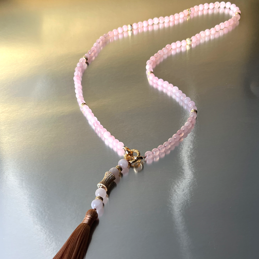 MultiWay Natural Rose Quartz Mindfulness 99 Bead Necklace