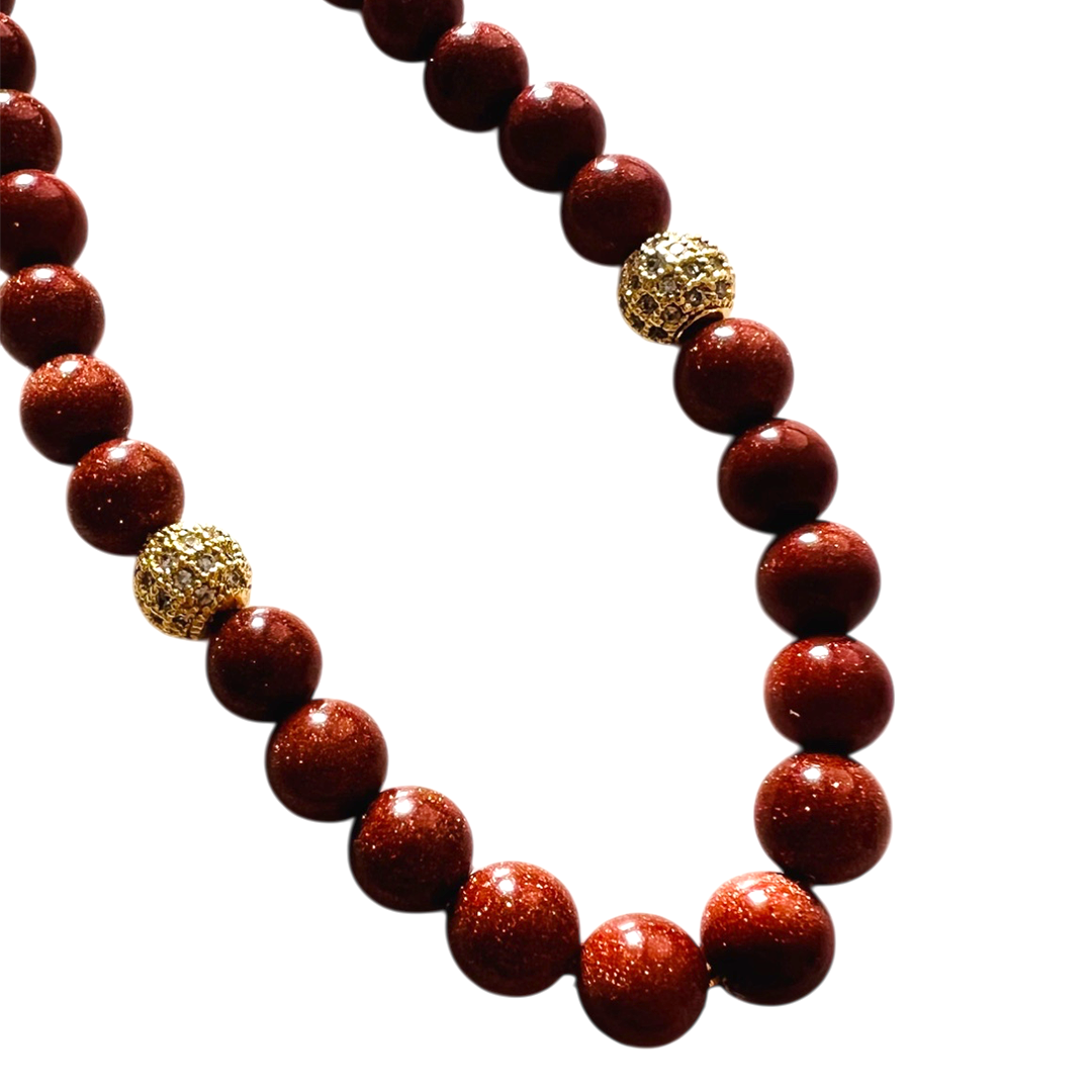 Monogram Orange Goldstone 33 Bead Meditation Loop Wristlet