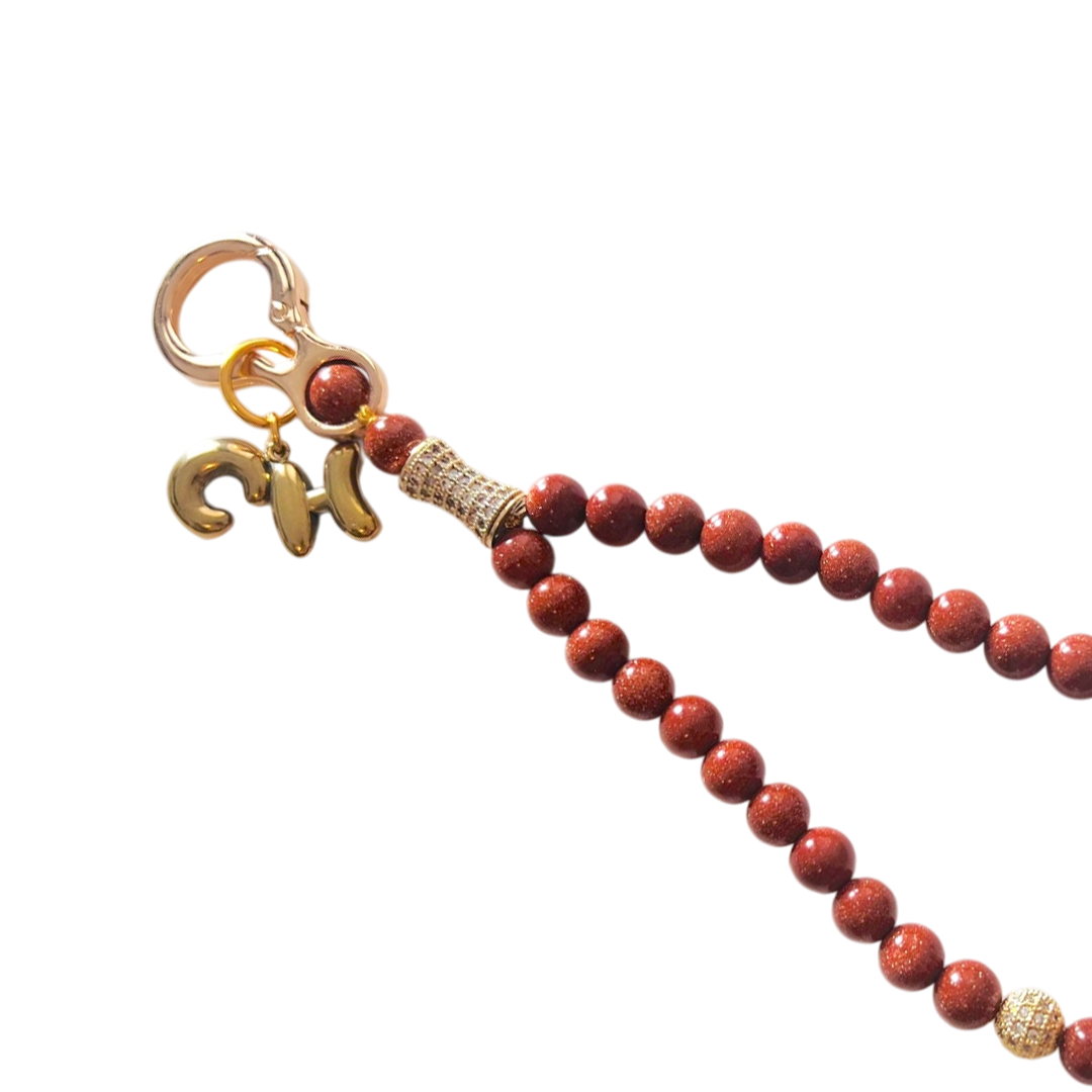 Monogram Orange Goldstone 33 Bead Meditation Loop Wristlet