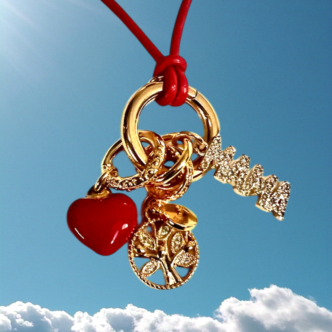 Adjustable Leather Necklace with Gold Charm Connector
