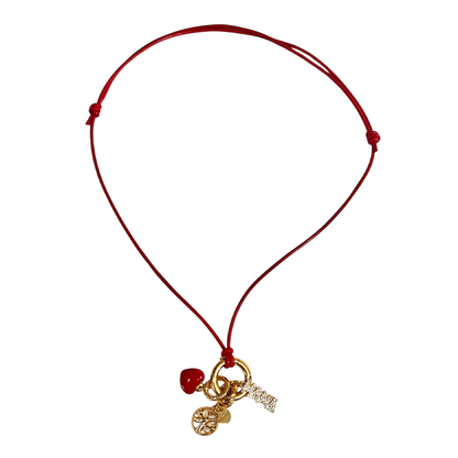 Adjustable Leather Necklace with Gold Charm Connector