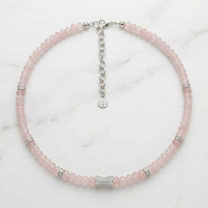 Faceted Rose Quartz Bead  Necklace- CORE BLOOM