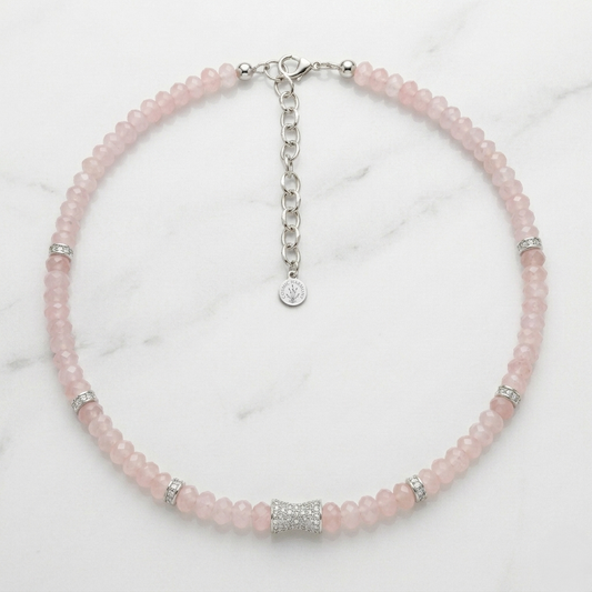 Faceted Rose Quartz Bead  Necklace- CORE BLOOM