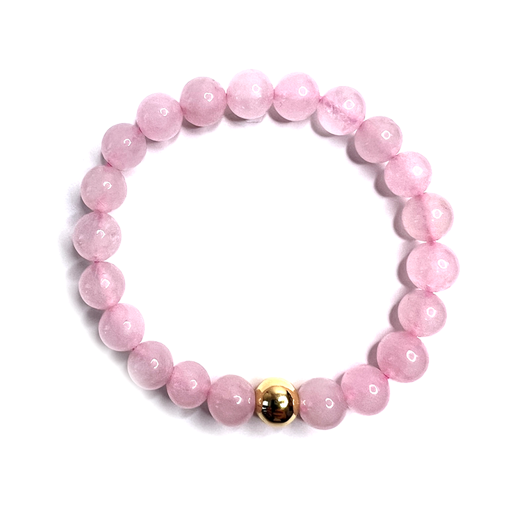 Rose Quartz Gold Bead Sun Bracelet