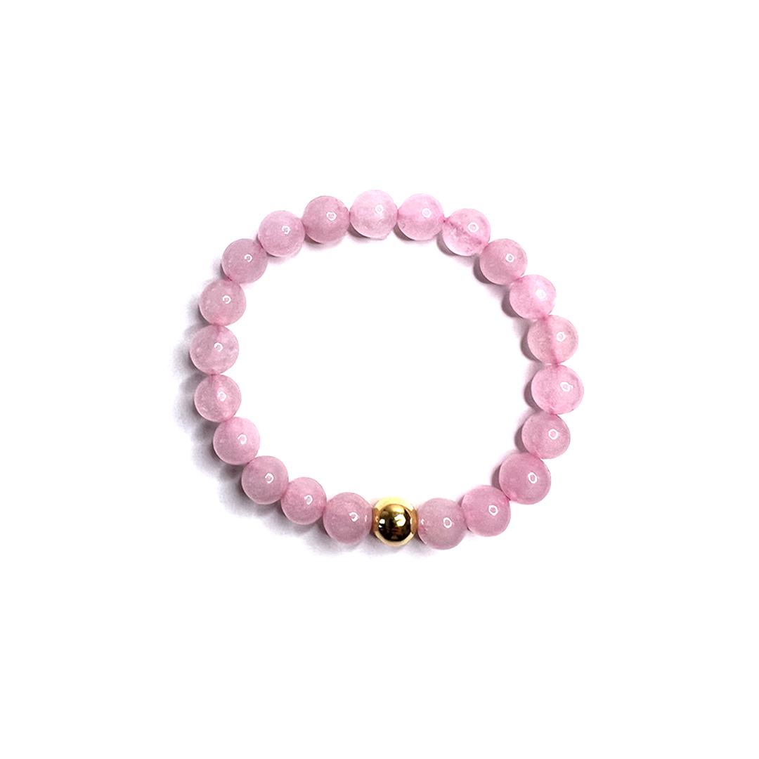 Rose Quartz Gold Bead Sun Bracelet