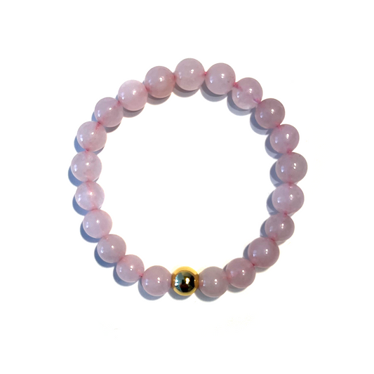 Rose Quartz Gold Bead Sun Bracelet