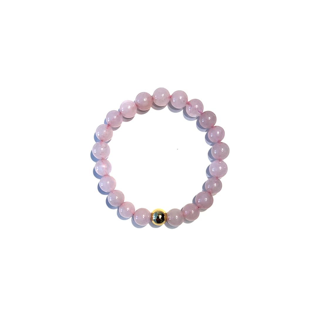 Rose Quartz Gold Bead Sun Bracelet