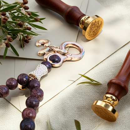 Sandalwood Monogram 33 Bead Meditation Loop Wristlet