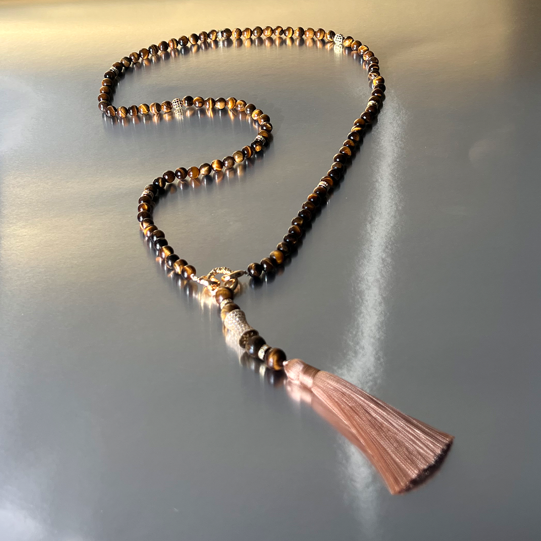MultiWay Natural Tigers Eye Mindfulness 99 Bead Necklace