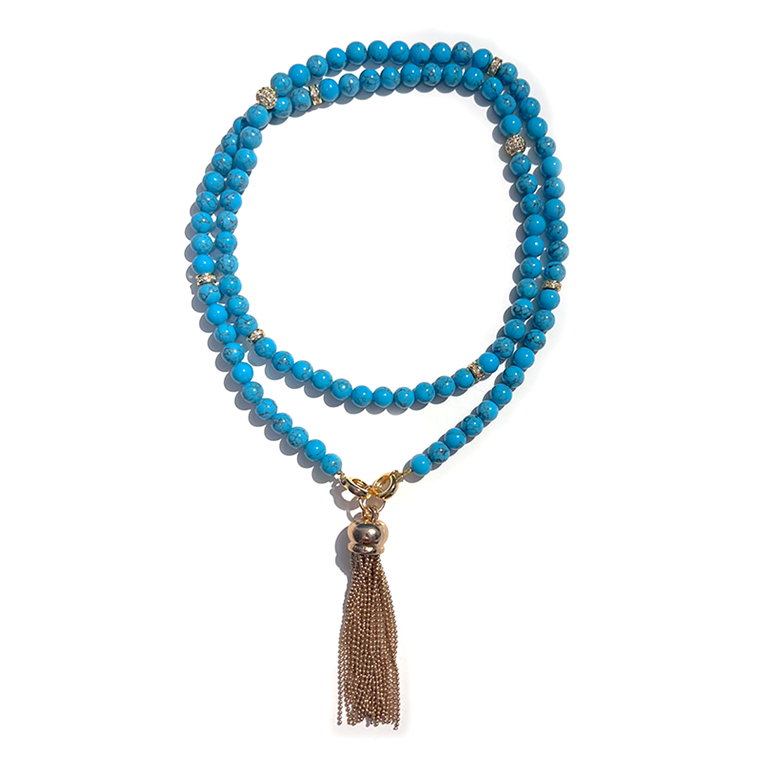 MultiWay Natural Turquoise Howlite Mindfulness 99 Bead Necklace