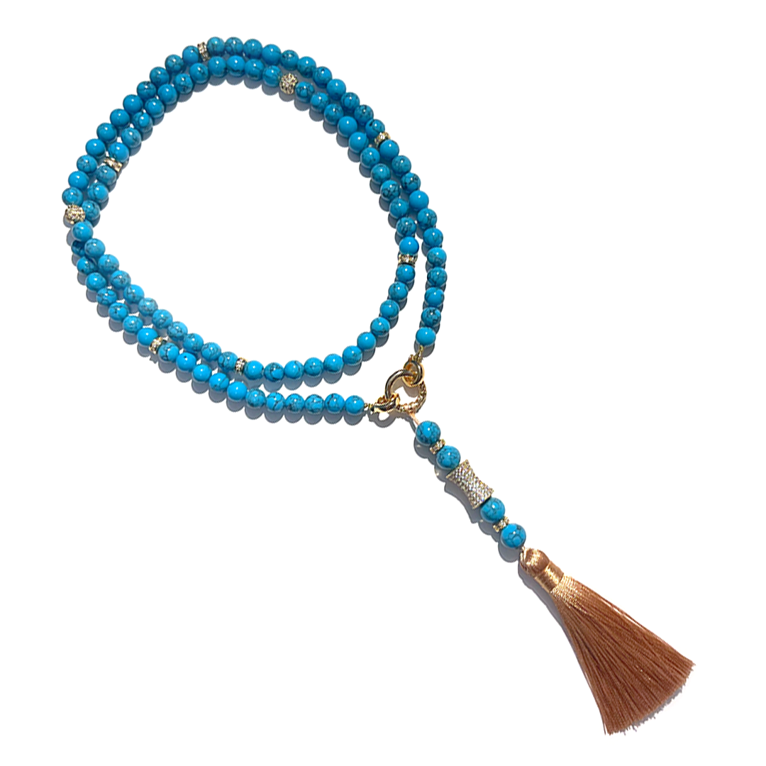 MultiWay Natural Turquoise Howlite Mindfulness 99 Bead Necklace