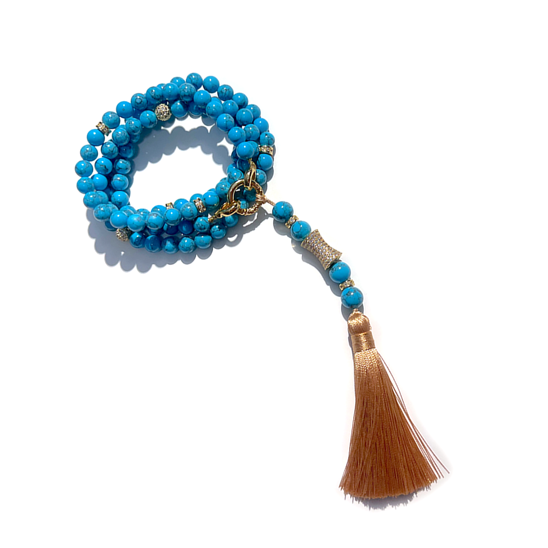 MultiWay Natural Turquoise Howlite Mindfulness 99 Bead Necklace