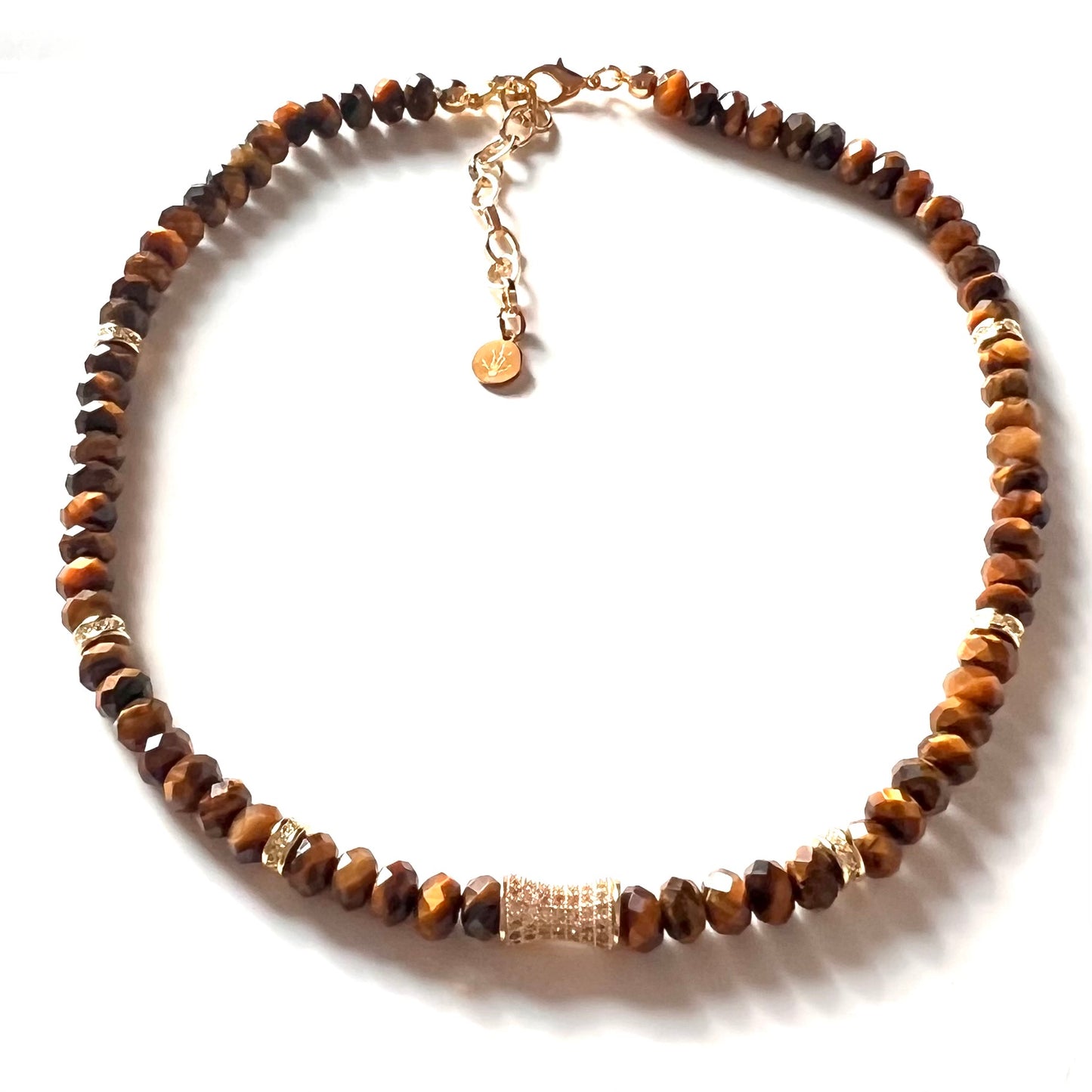 Faceted Tiger's Eye Bead  Necklace- LUXE BLOOM
