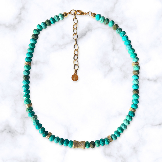 Faceted Turquoise Bead  Necklace- BLOOM COLLECTION