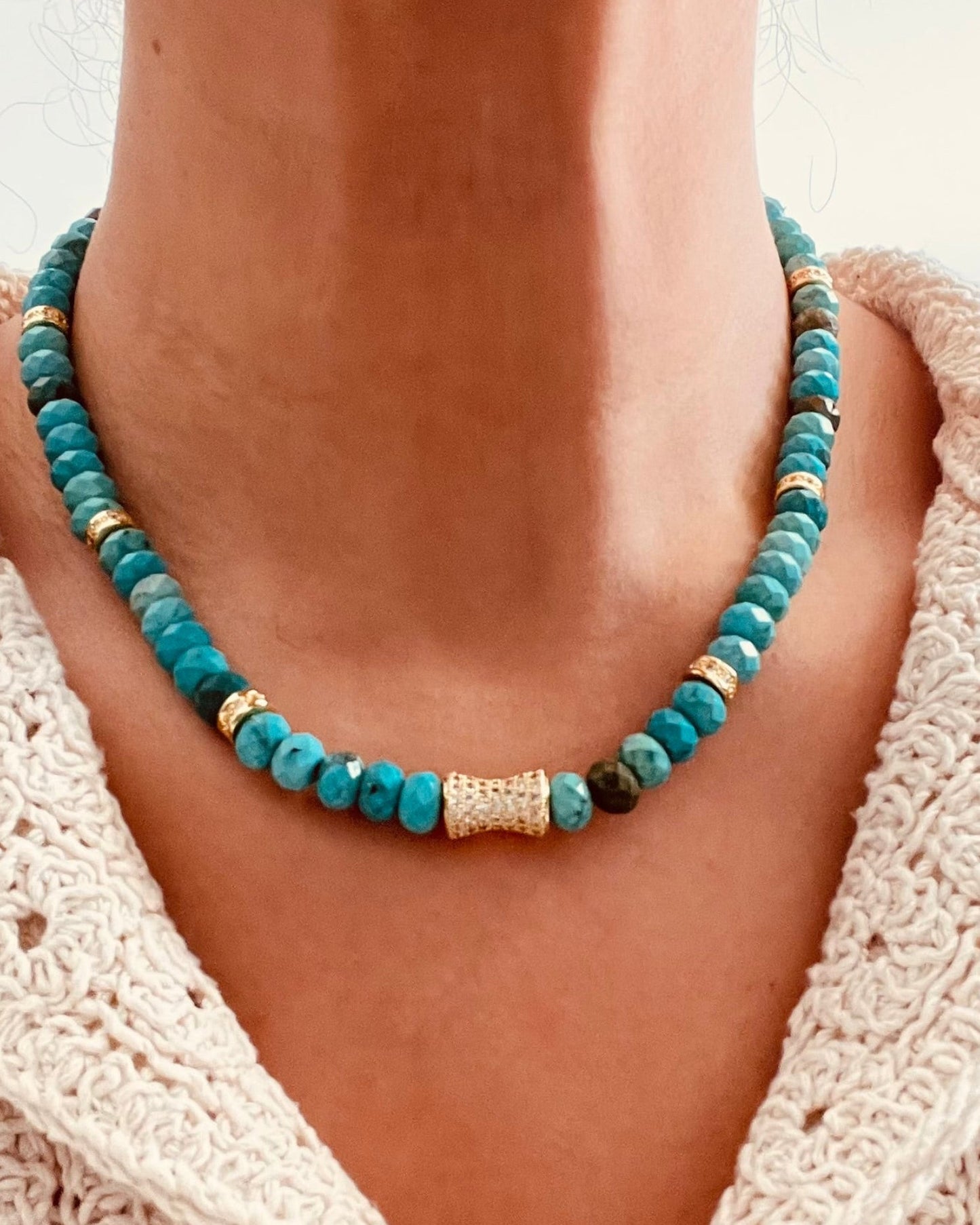 Faceted Turquoise Bead  Necklace- BLOOM COLLECTION