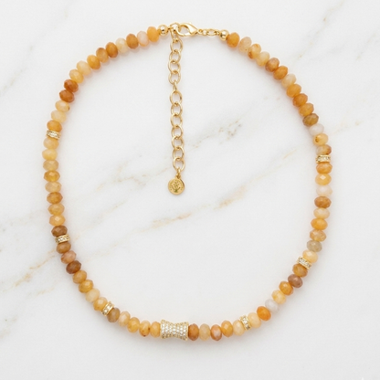 Faceted Yellow Jade Bead  Necklace- CORE BLOOM