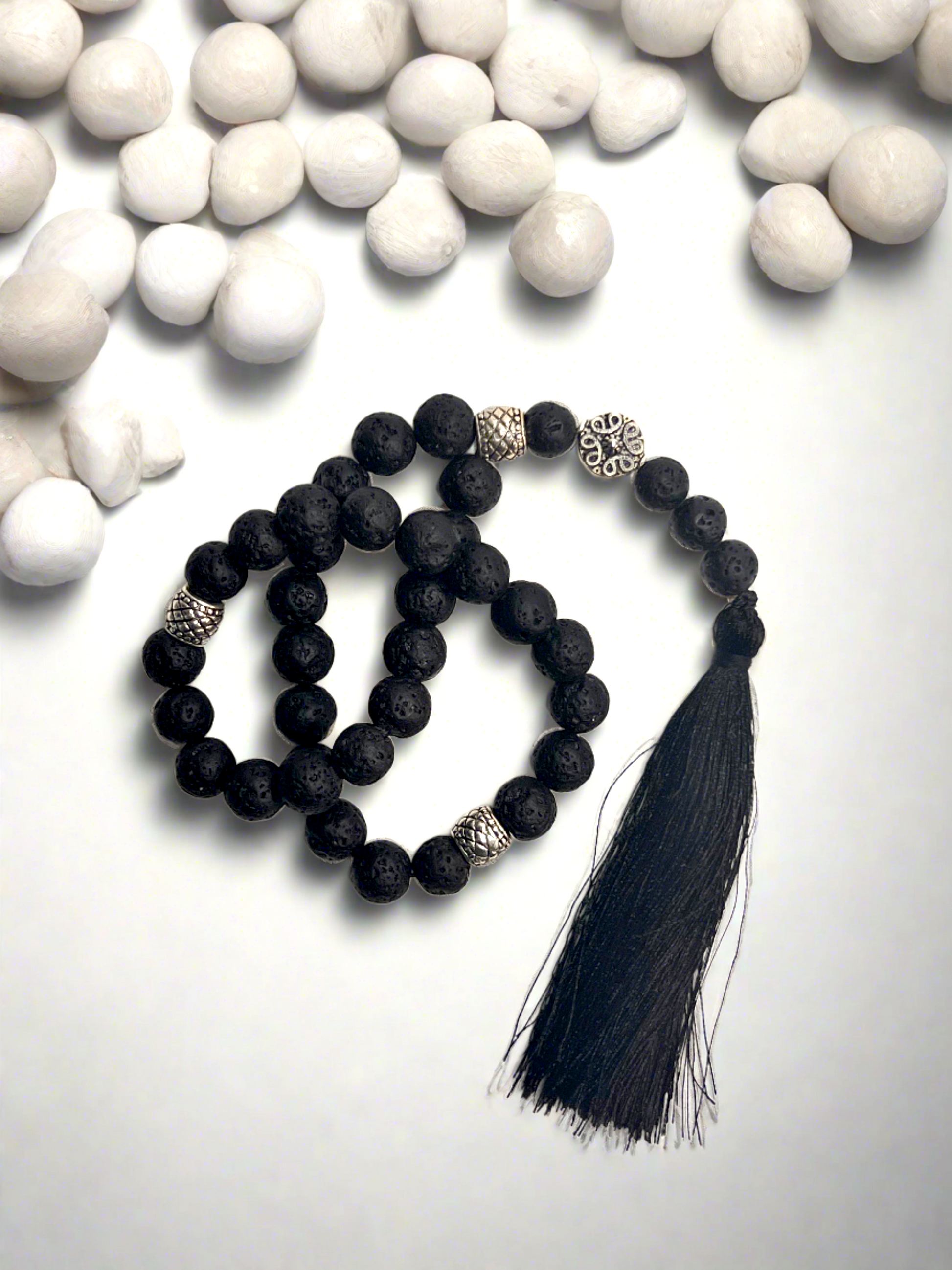 black Lava Stone Meditation Bead